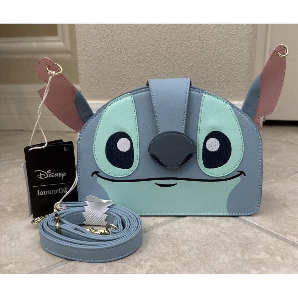 NWT Disney Loungefly Lilo & Stitch- Luau Stitch Crossbody Bag Blue Faux Leather